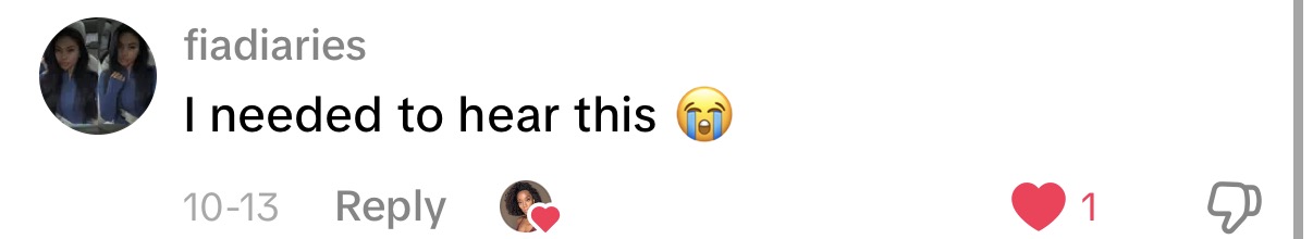 A reader comments, I needed to hear this